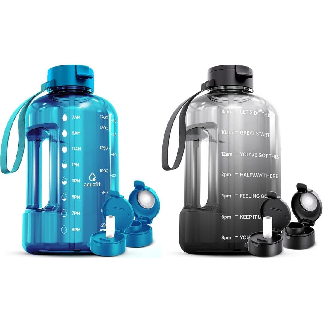 AQUAFIT 2-Pack - 1 Gallon & 64 oz Half Gallon Water Bottles