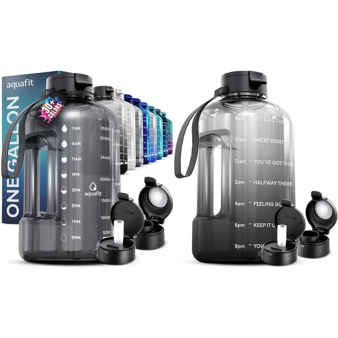 AQUAFIT 2 Pack - 2 x 1 Gallon BPA Free Water Bottle with Straw