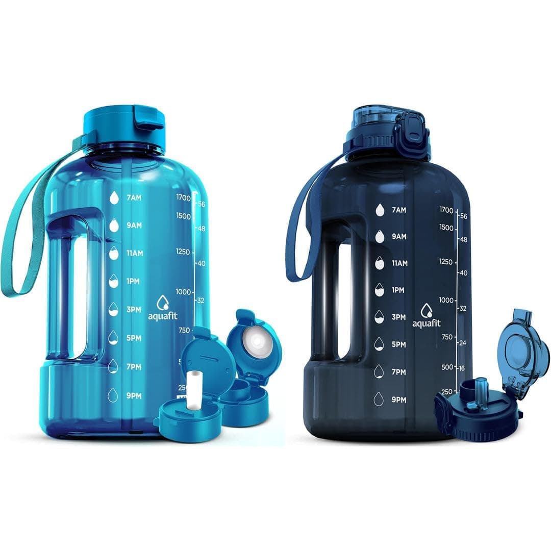 AQUAFIT 2-Pack 64 oz Water Bottles with Straw - BPA Free Gym Bottle - 1.9L Capacity