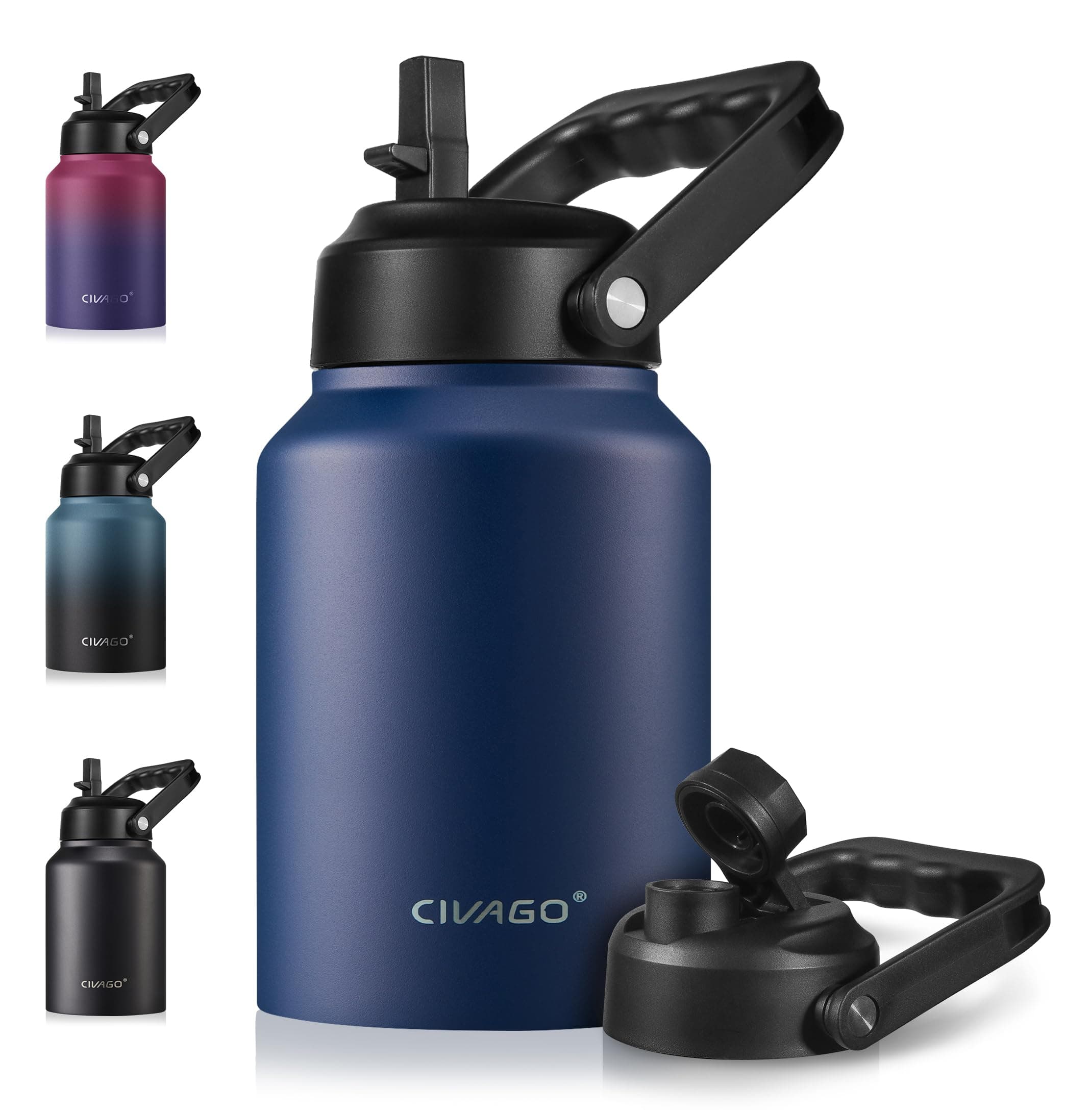CIVAGO 64 oz Insulated Water Bottle, Navy Blue