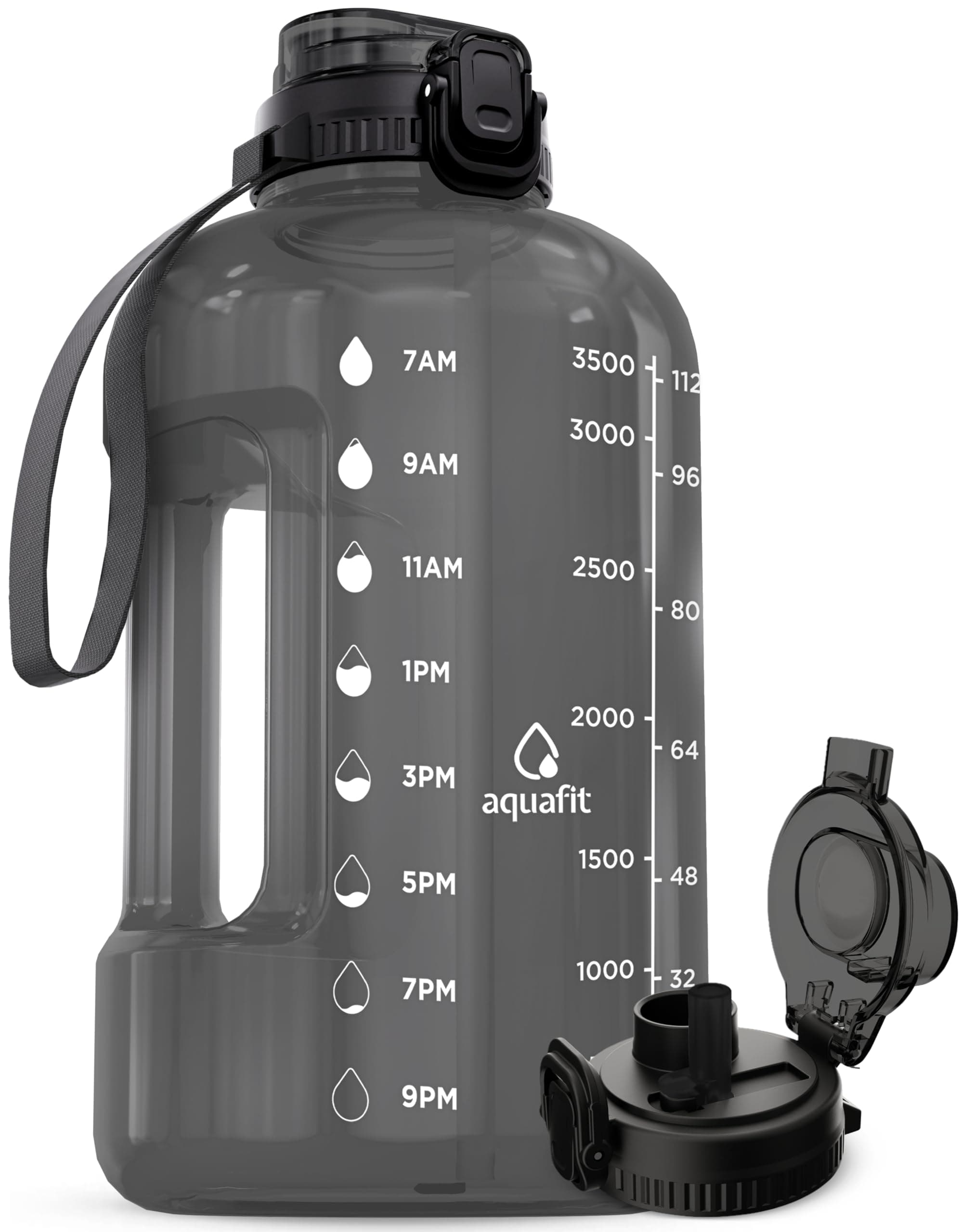 1 Gallon Water Bottle with Time Marker and Straw - BPA Free Gym Bottle
