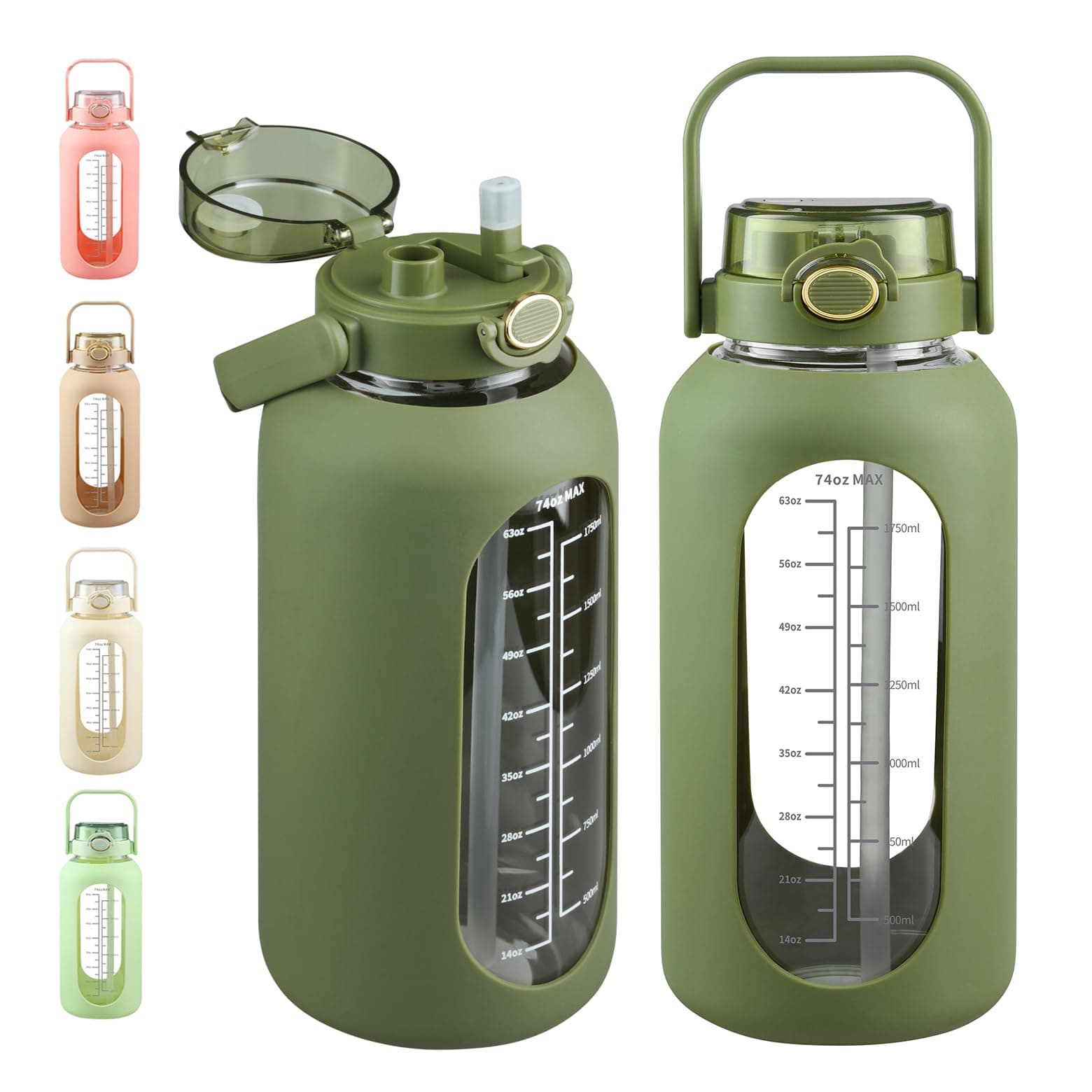 Sierozur 2.2 Liter Wide Mouth Water Bottle with Straw and Lid