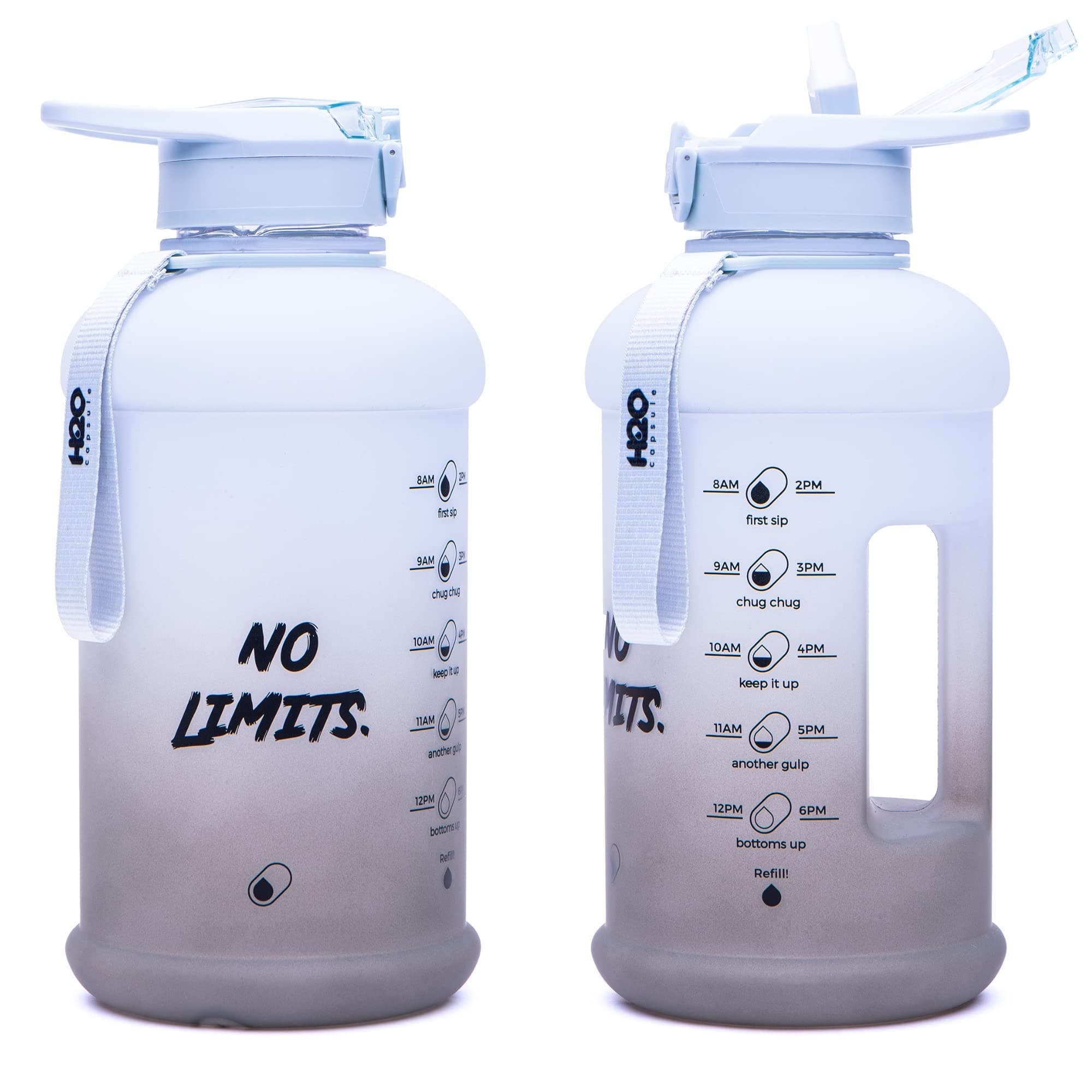 INSPO Half Gallon Water Bottle with Time Marker & Straw, BPA-Free Rocky Shore