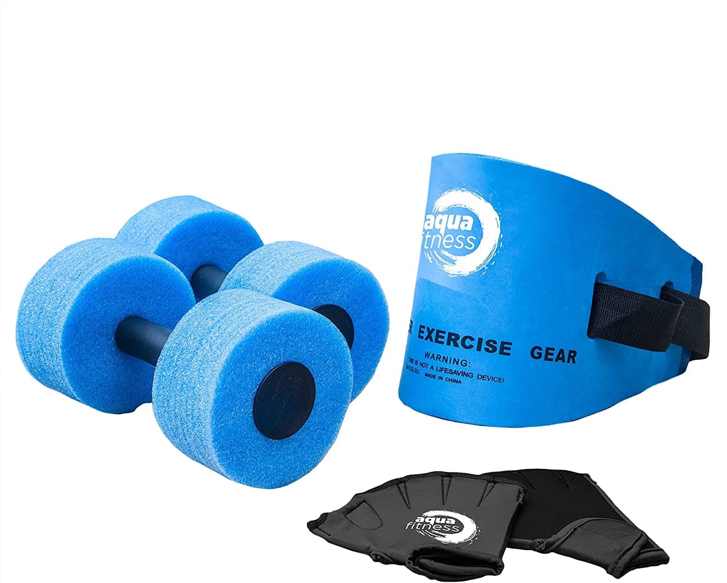 New Aqua 6-Piece Fitness Set for Water Aerobics and Pool Exercises – Swim Belt, Gloves, Dumbbells