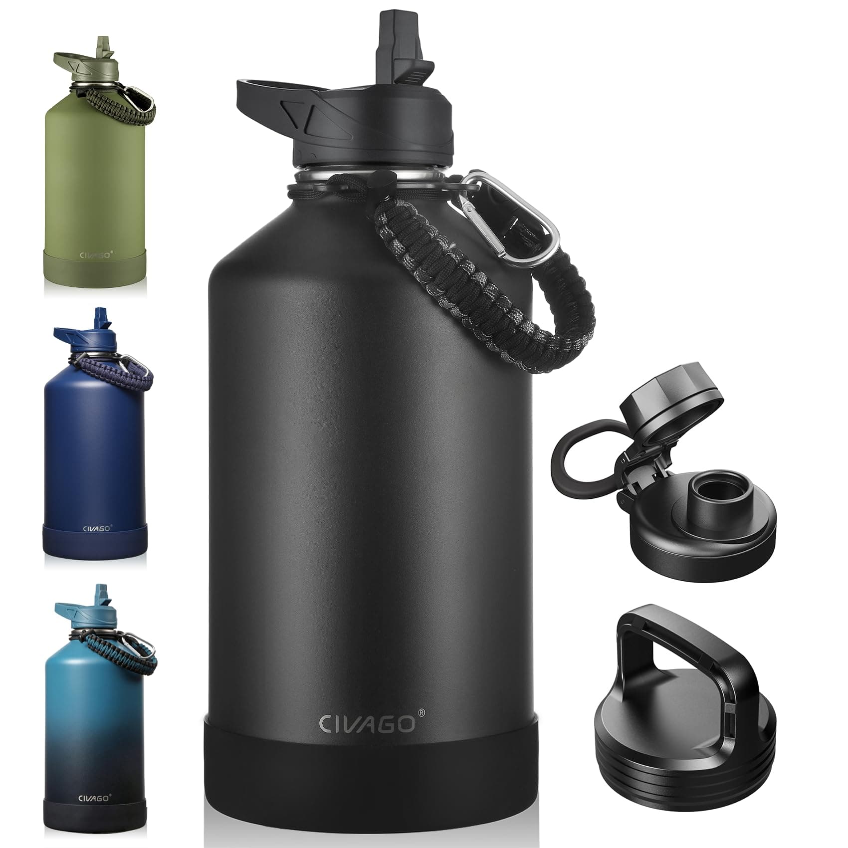CIVAGO 128 oz Insulated Water Bottle, Black