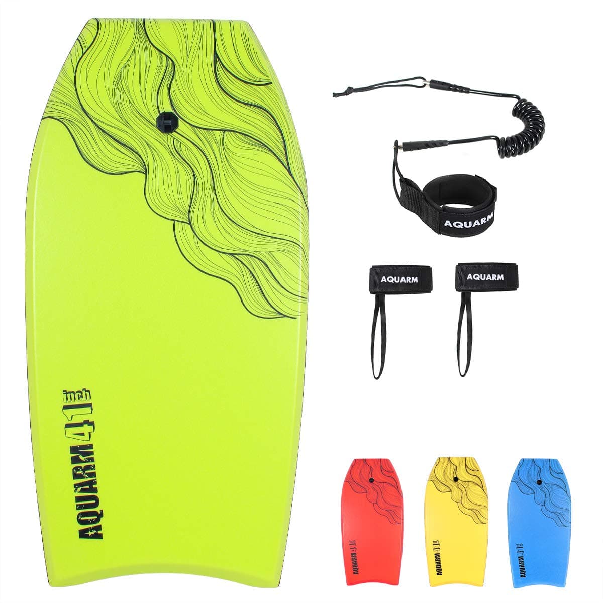 XPE Bodyboard 33/36/41-inch with Wrist Leash & Fin Tethers, Lightweight & Ideal for All Ages