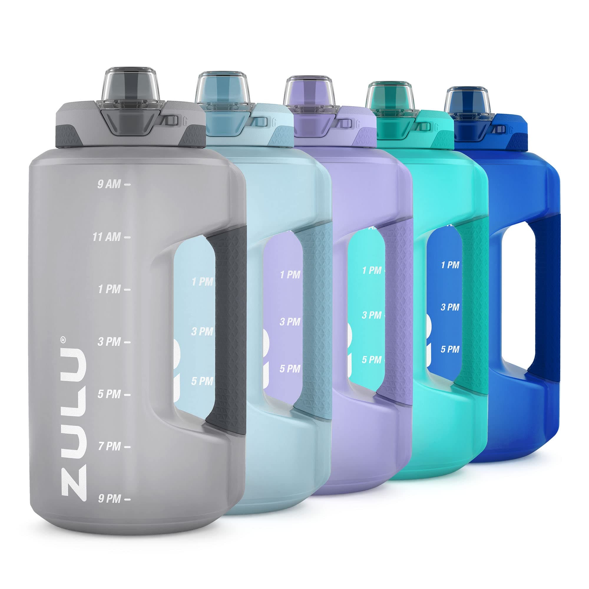 Large ZULU Water Bottle with Time Marker & Handle for All Day Hydration | Locking Leak-Proof Lid | BPA-Free | 64oz, 128oz | Gym, Camping, Workout, Outdoors