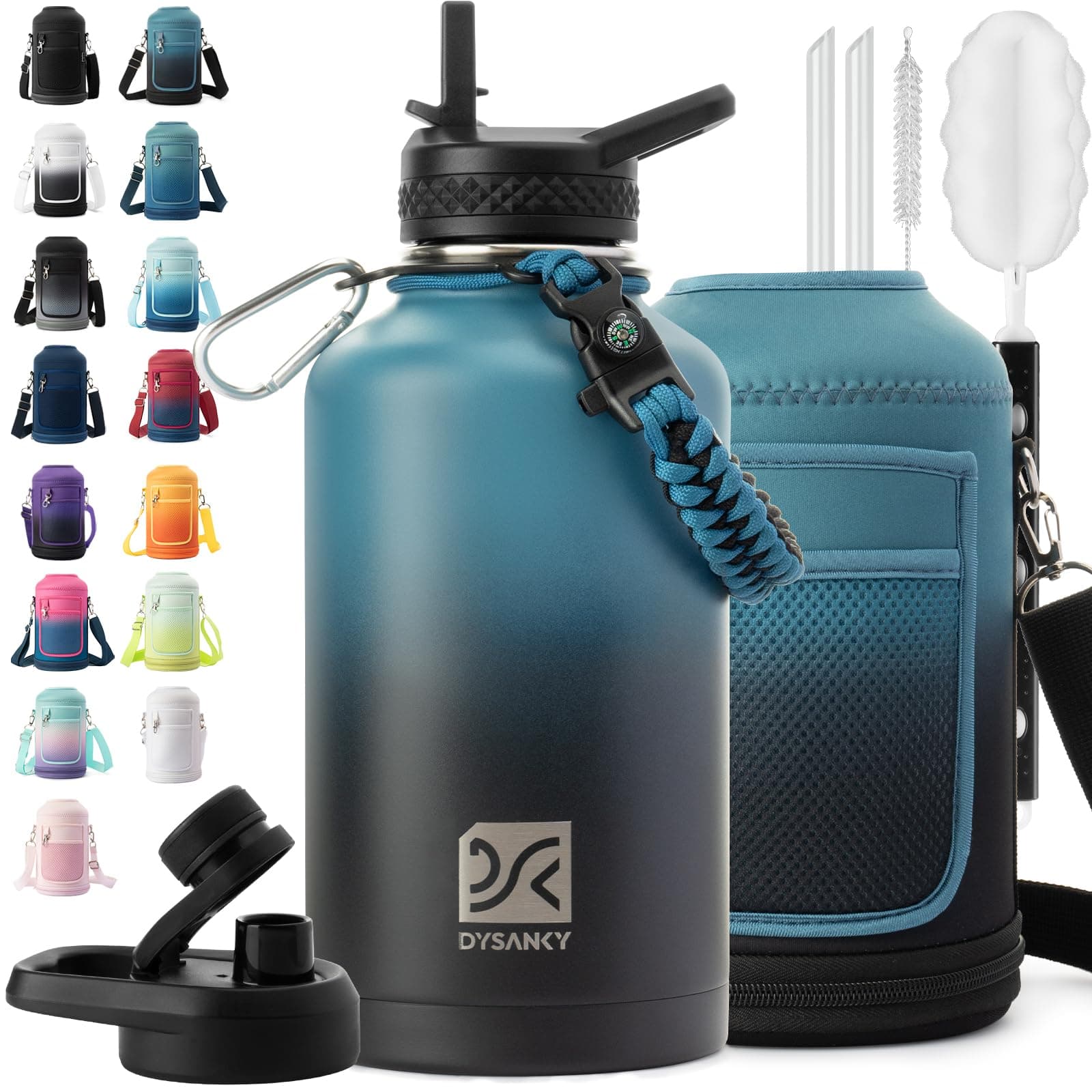 Thick Stainless Steel Insulated Water Bottle, BPA-Free, 64 oz | Gym & Hiking
