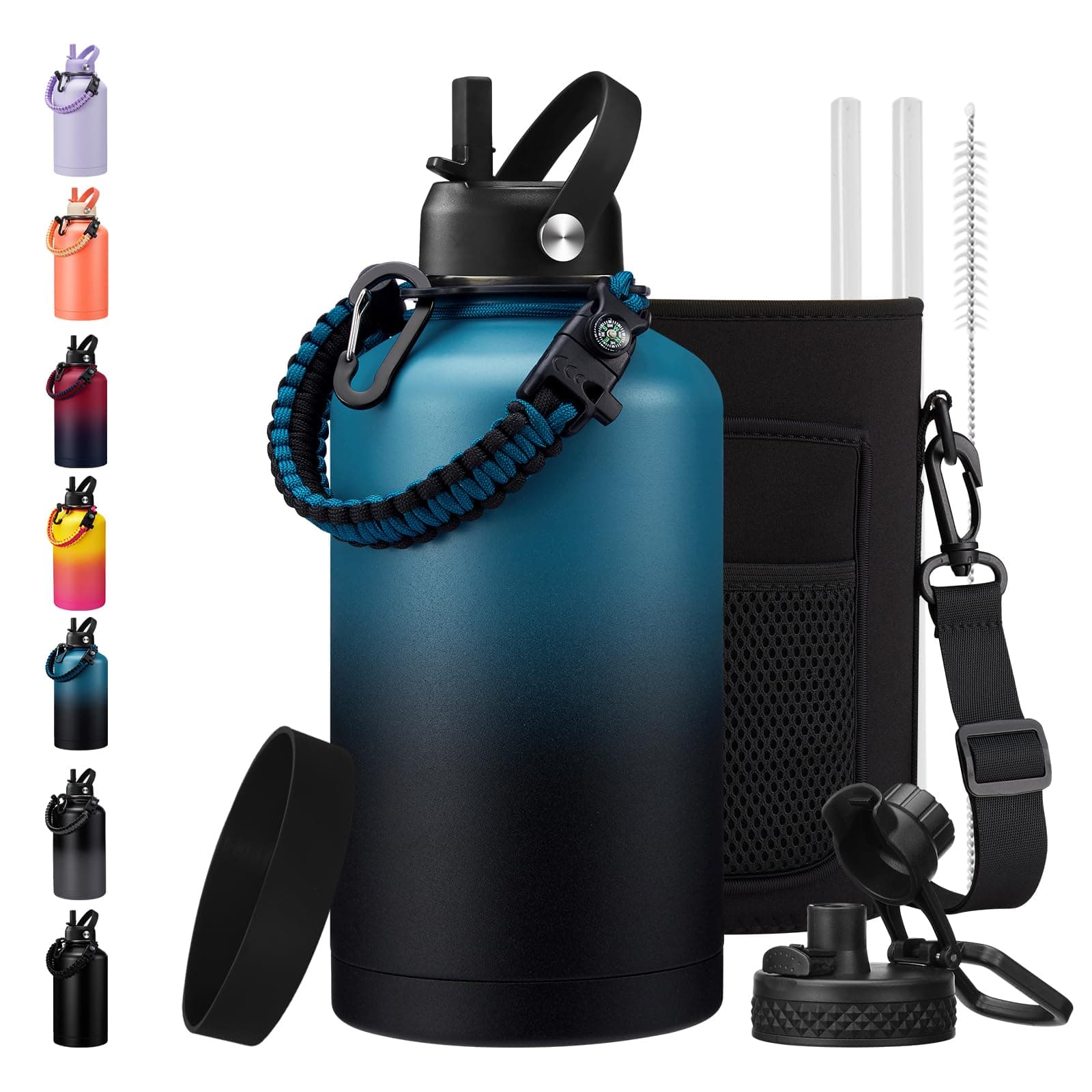 Insulated 64oz Water Bottle with Straw Lid, Keeps Cold 48 Hours