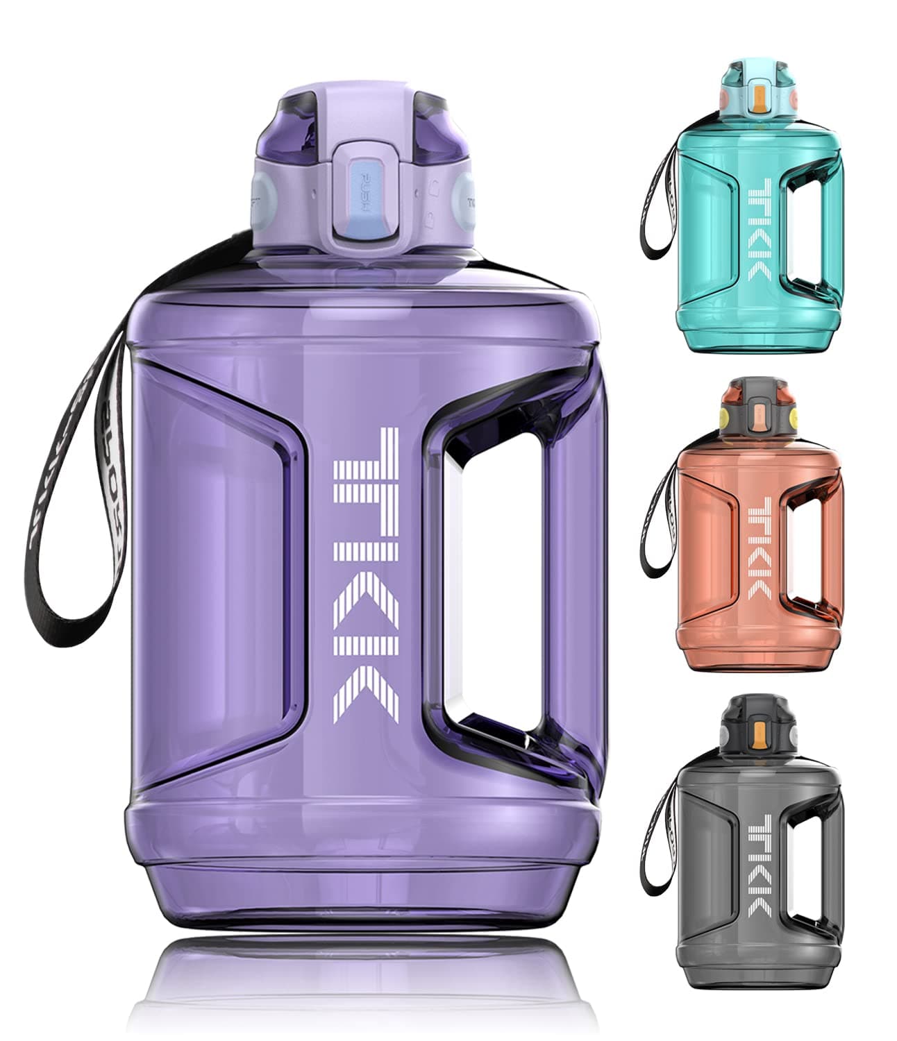 TKK 64oz BPA Free Water Bottle with Straw & Handle for Daily & Gym Use