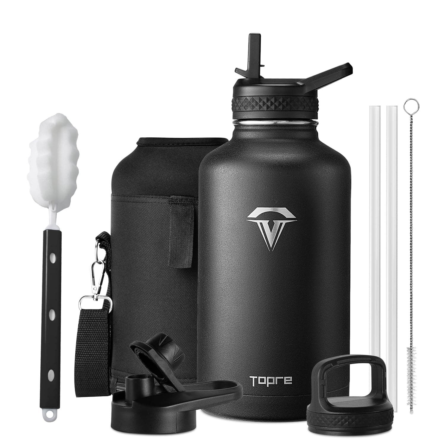 64 oz Insulated Stainless Steel Water Bottle, Black
