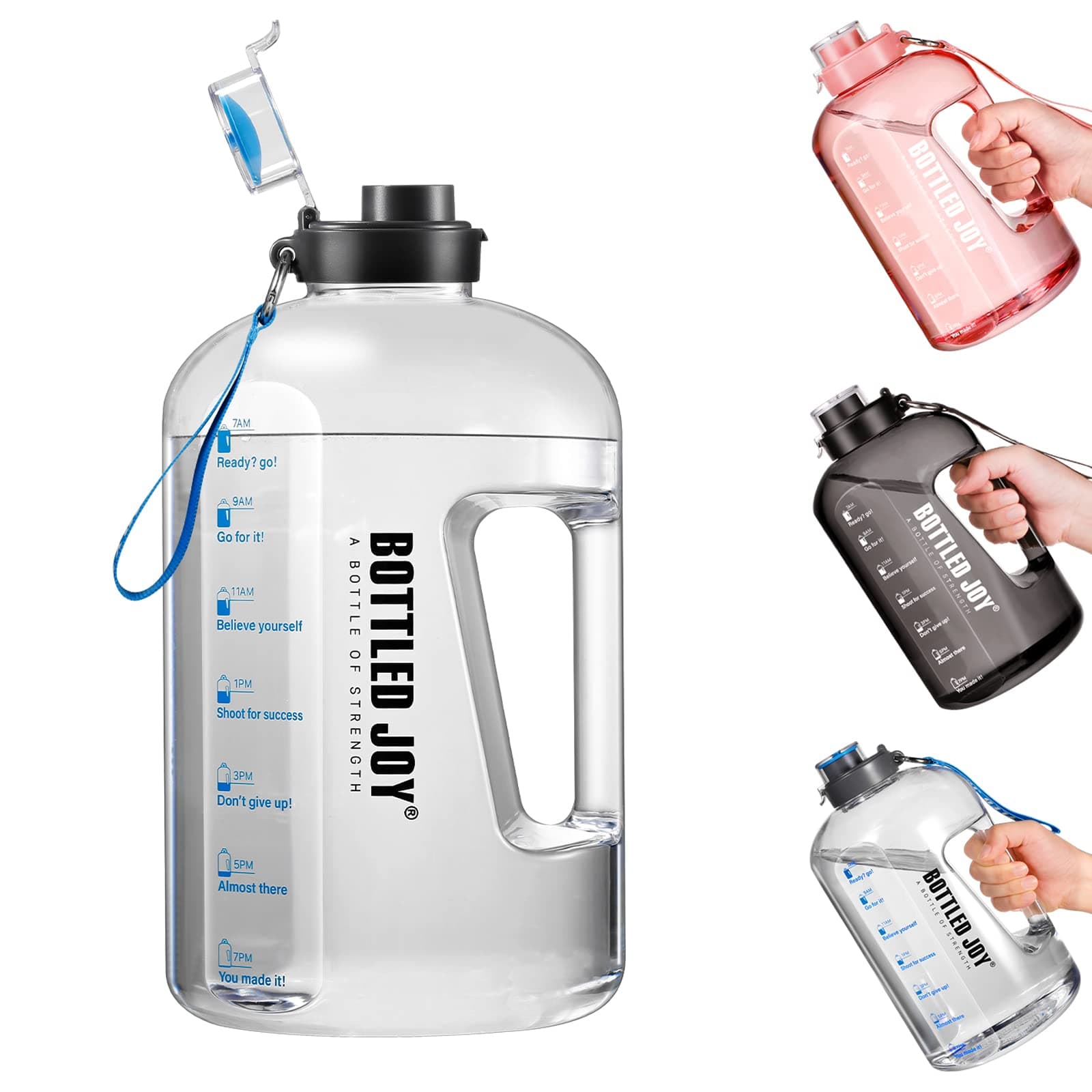 Dundun BPA-Free 1 Gallon Water Bottle with Time Markings for Sports and Camping
