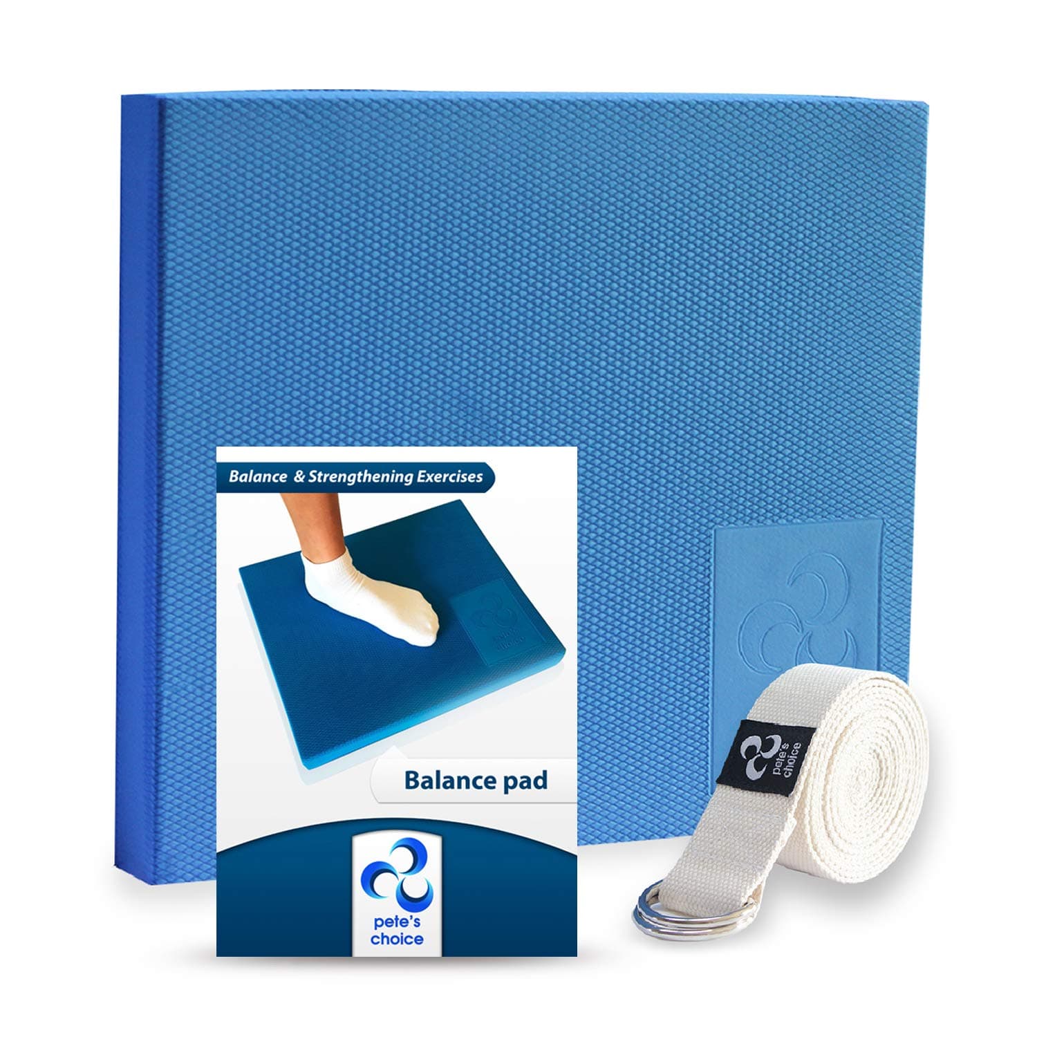 XL Foam Balance Pad with Stretching Strap & Booklet - Ankle and Knee Rehab