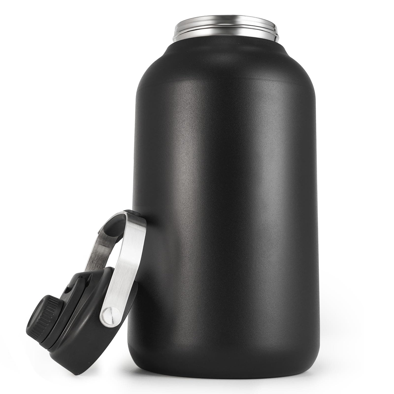 128oz Insulated Stainless Steel Water Bottle, BPA-Free, Black Handle for Sports & Travel