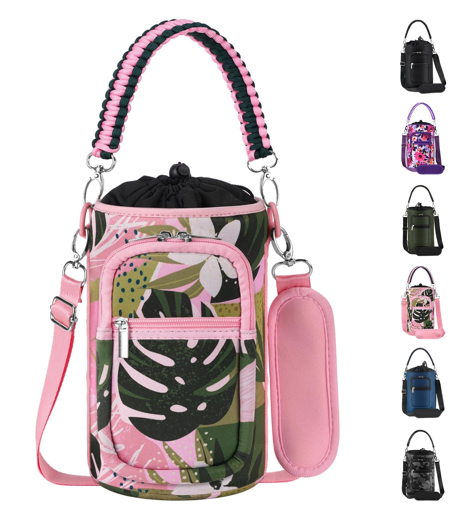 32/40/64/128 oz Neoprene Insulated Water Bottle Bag with Strap & Paracord Handle
