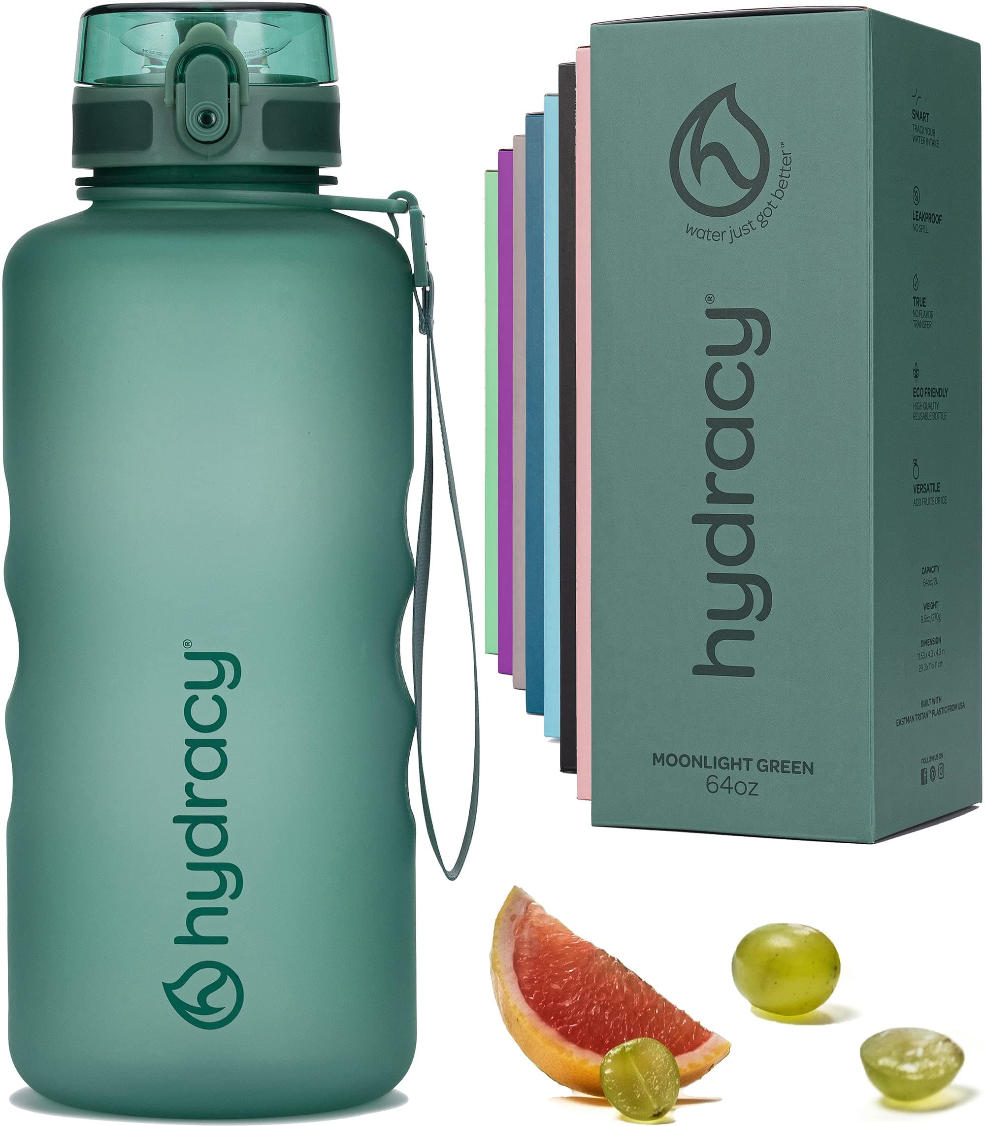 Hydracy Large BPA Free Water Bottle with Time Marker & No Sweat Sleeve
