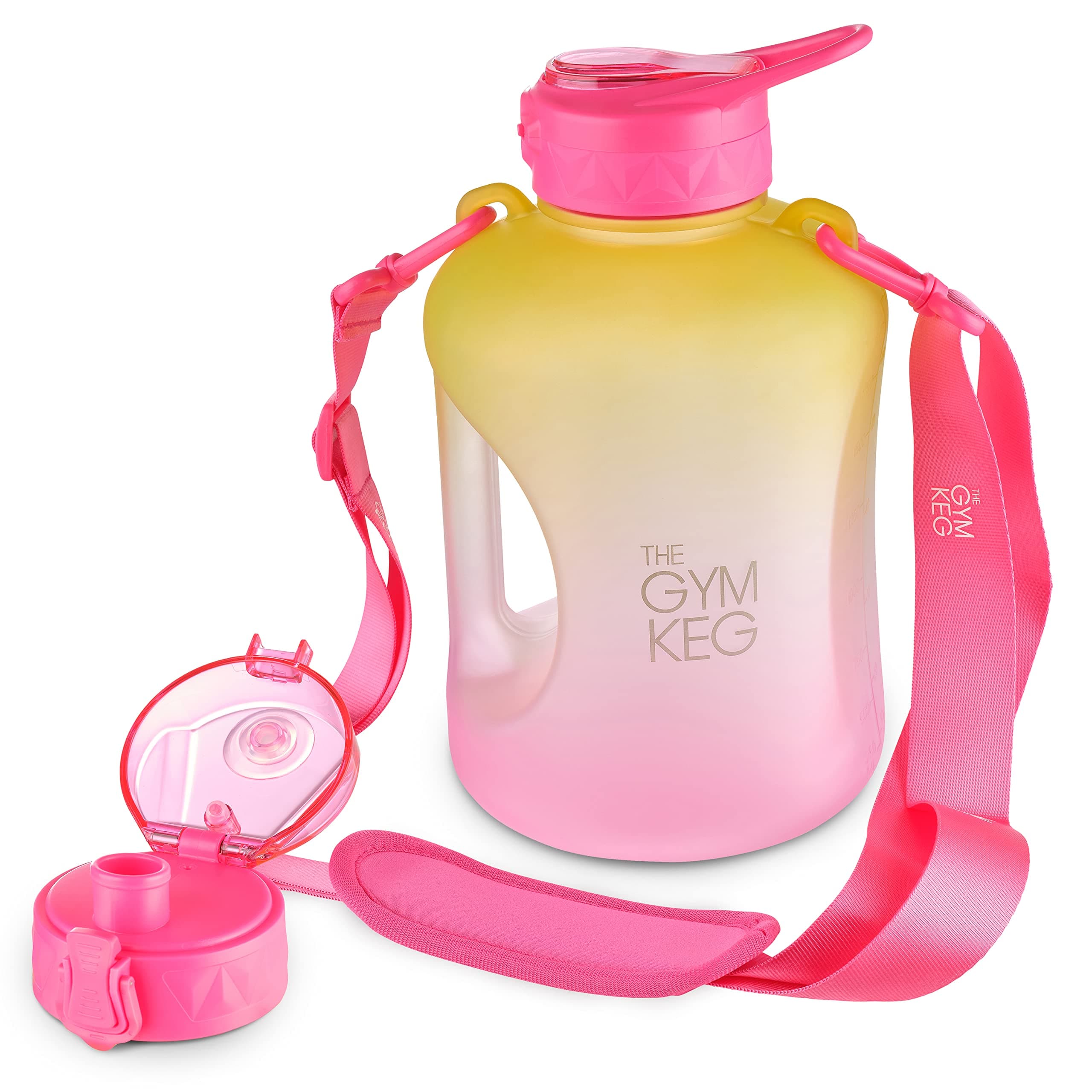 GYM KEG 1 Gallon Water Bottle, 128oz Sports Jug with Straw | BPA-Free, Leakproof, Motivational Time Markings