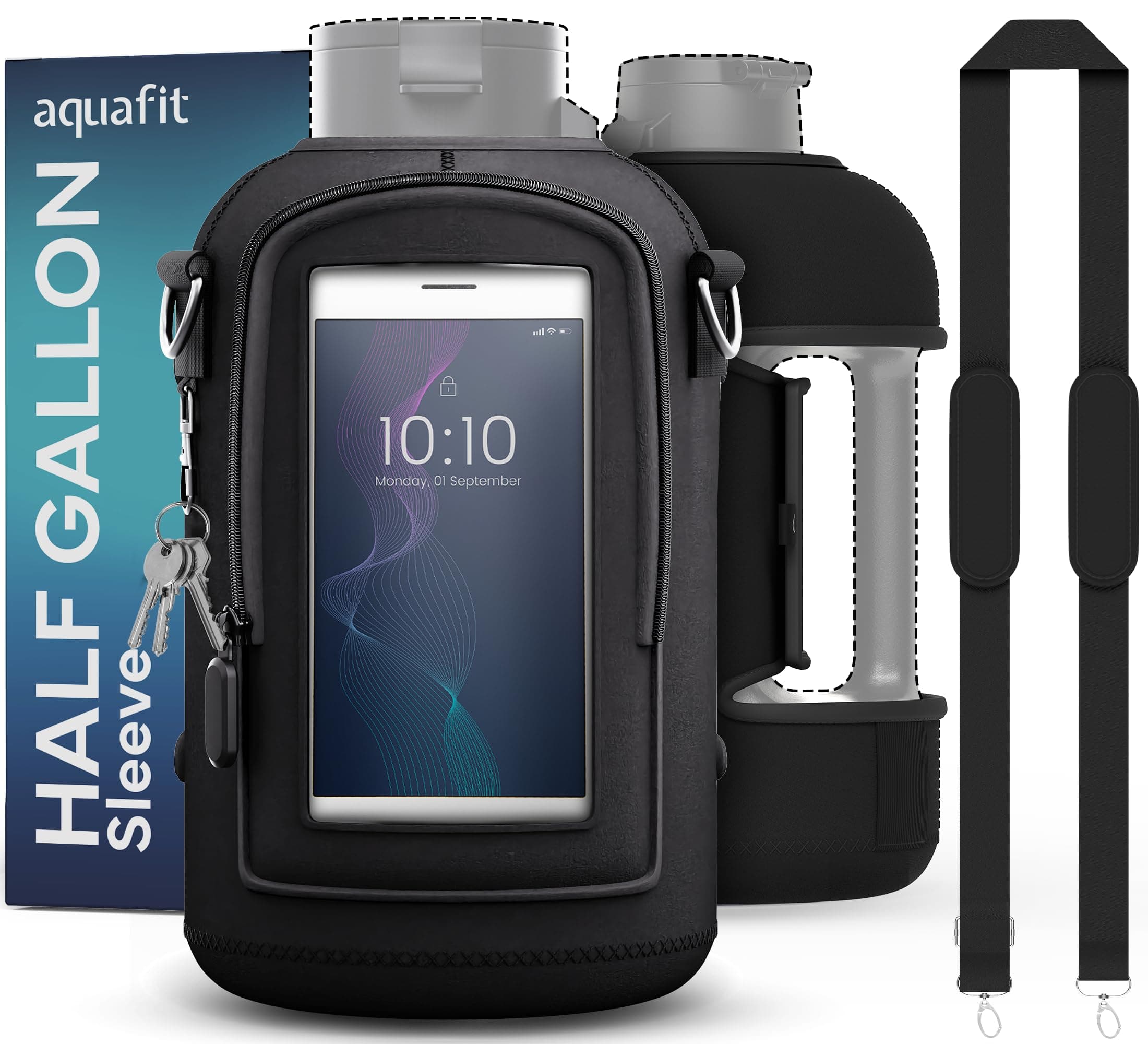 Neoprene Sleeve for 64oz Water Bottle - Black (Sleeve Only)