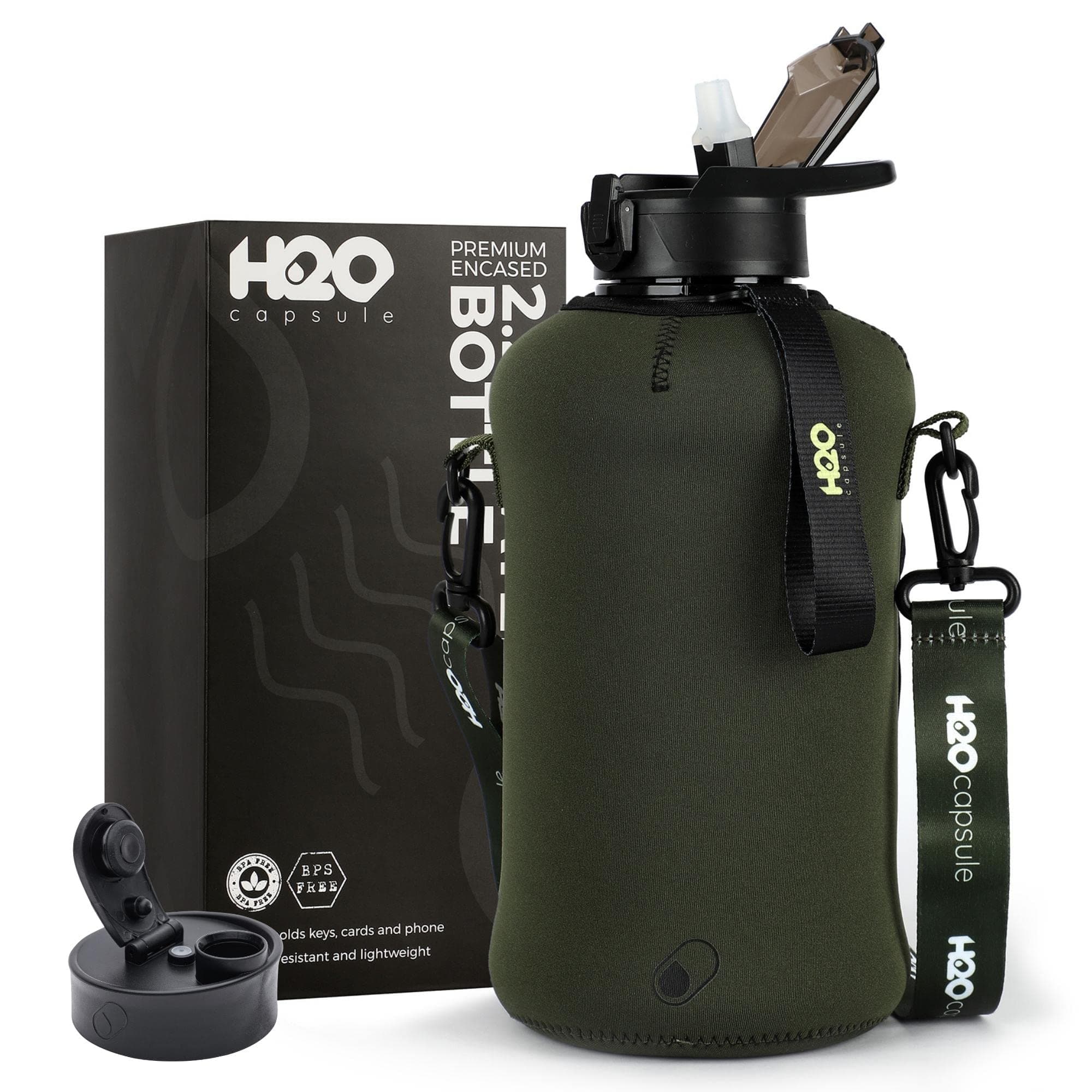 H2O Capsule 2.2L BPA Free Water Bottle with Handle & Straw Lid - Large Reusable Jug