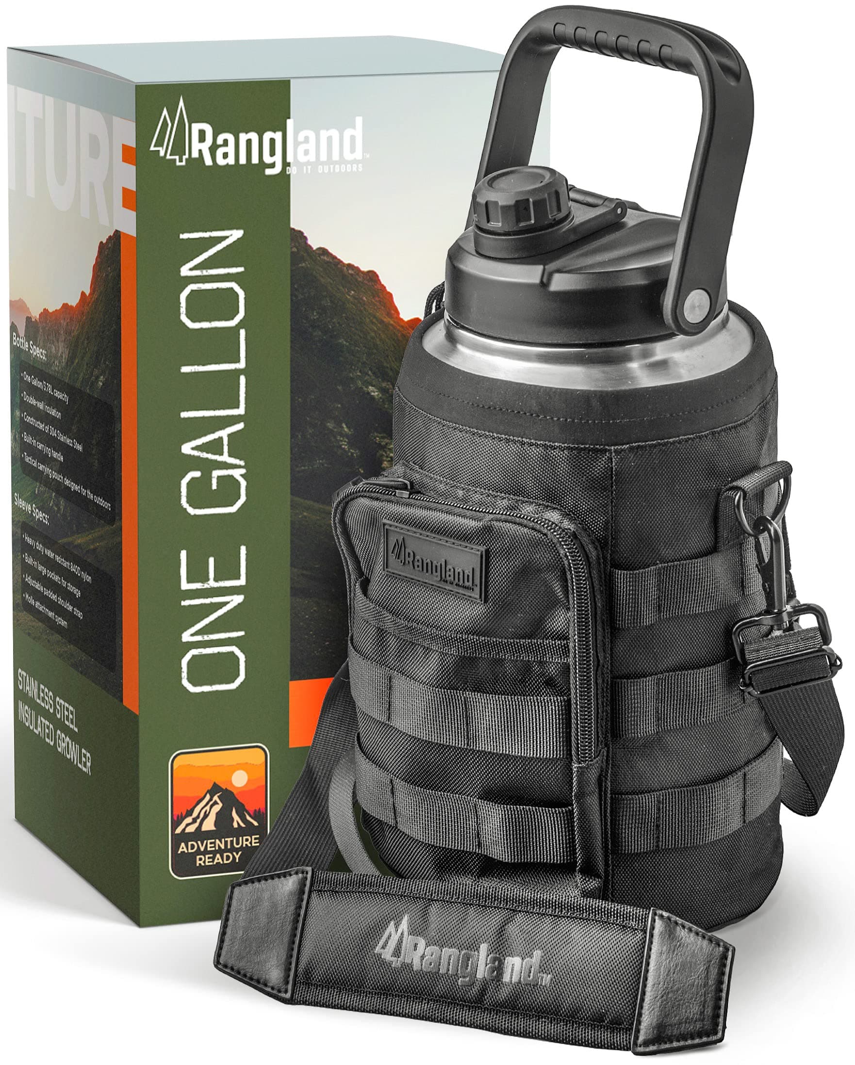 Stainless Steel Insulated 1 Gallon Water Bottle with Sleeve & Tactical Bag