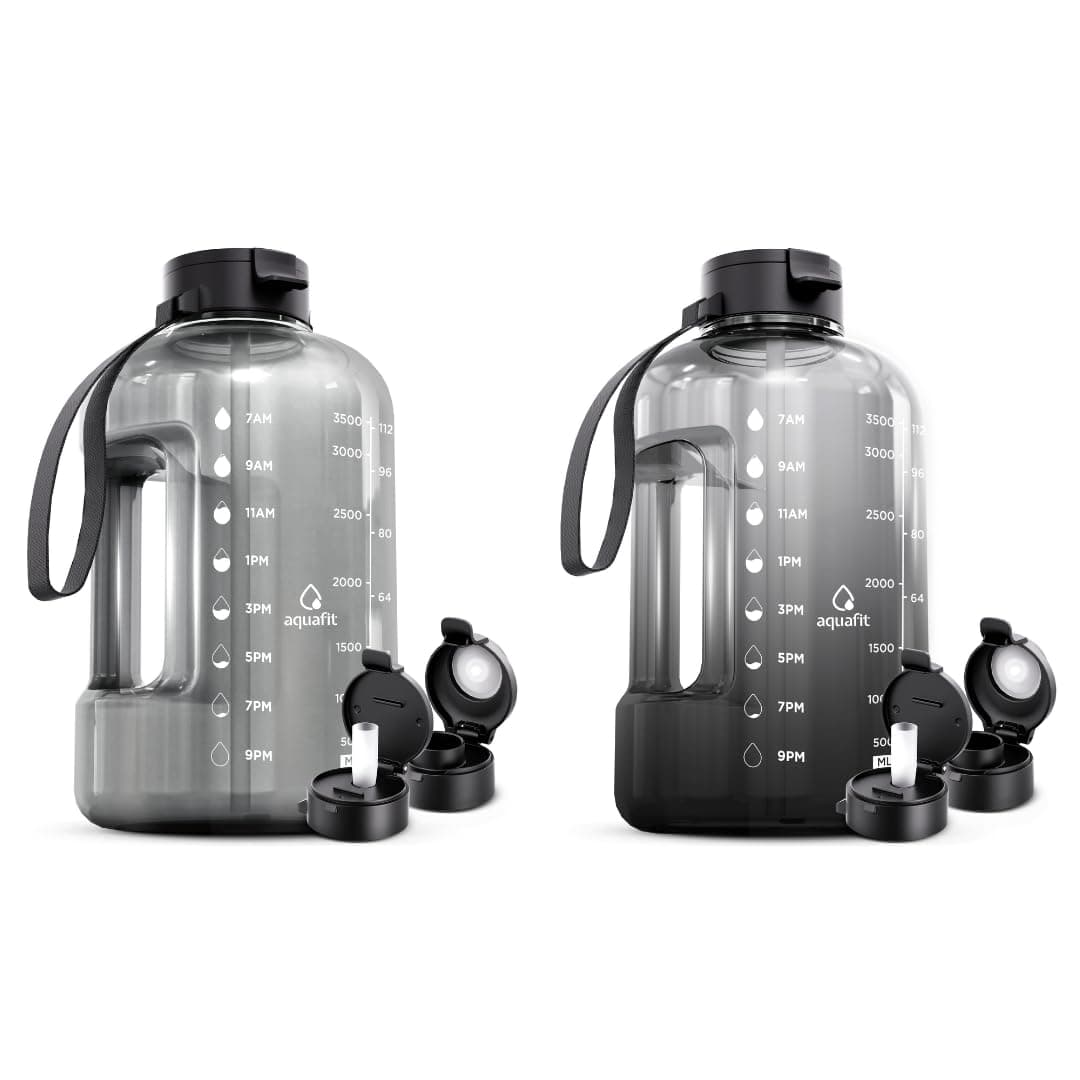 AQUAFIT 2 Pack - 2 x 1 Gallon BPA Free Water Bottle With Straw & Handle