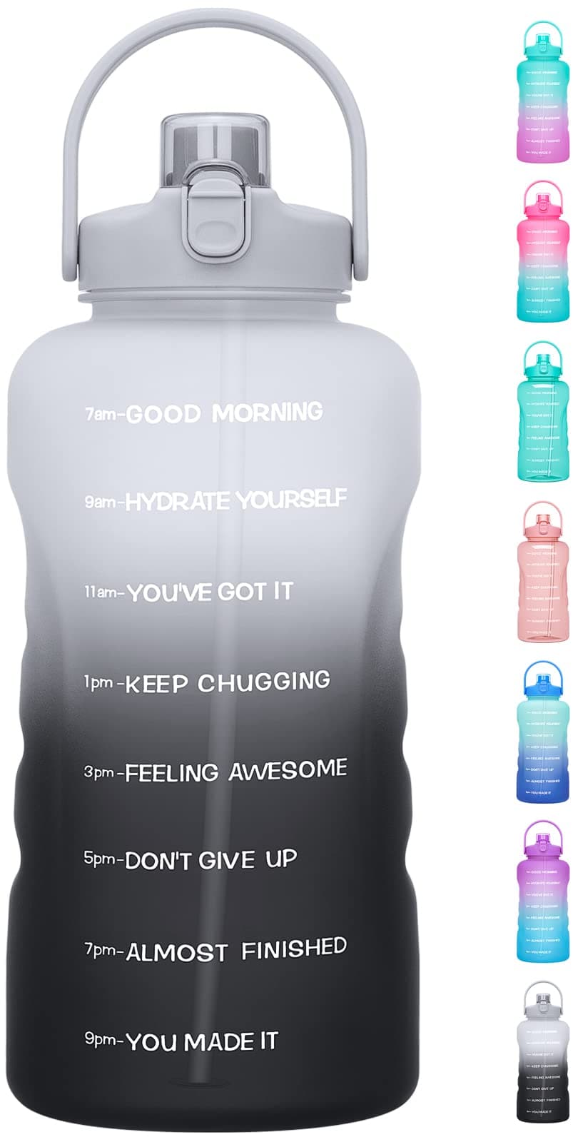 1 Gallon Water Bottle with Straw and Times to Drink Motivational, BPA Free Gym Bottle