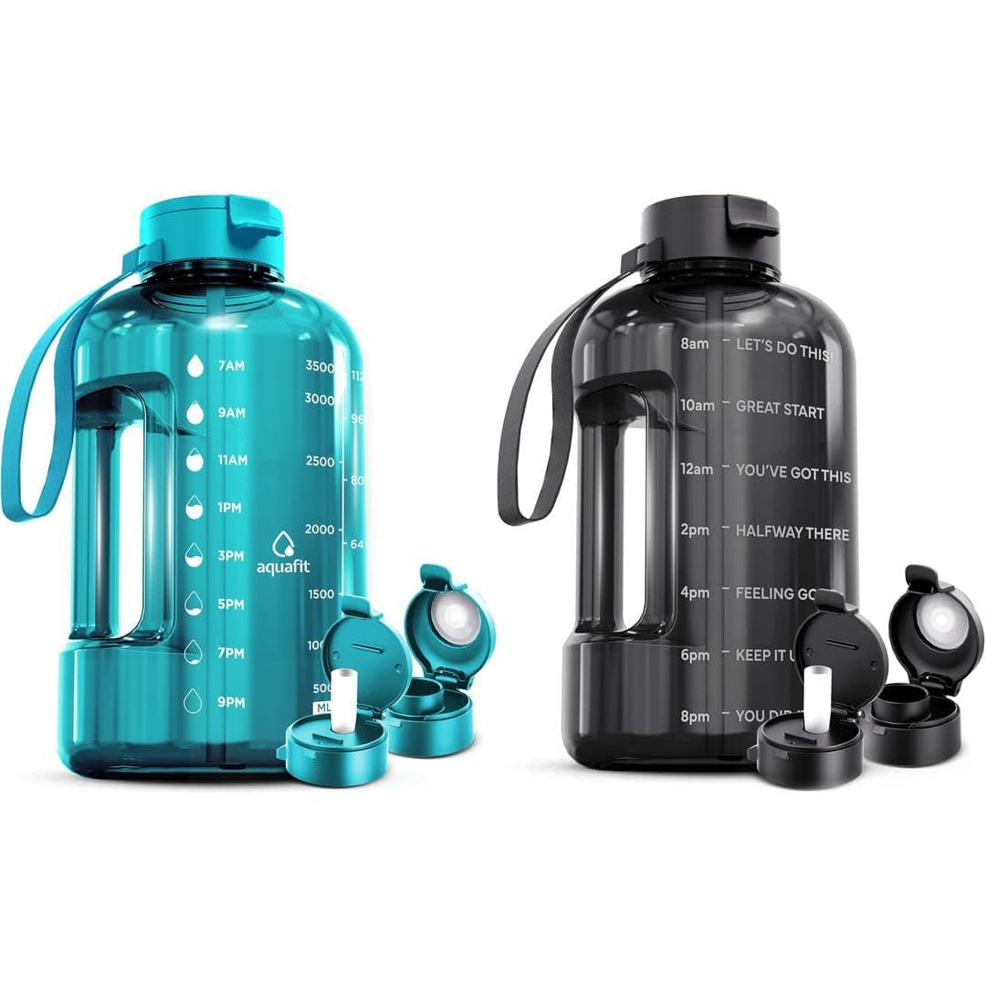 AQUAFIT 2 Pack 2 x 1 Gallon BPA Free Water Bottle with Straw