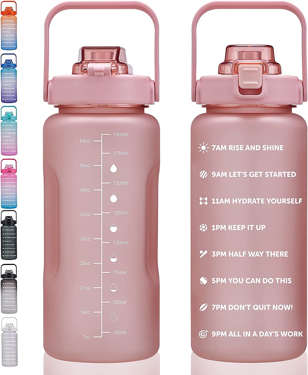 128oz Large Leakproof Tritan Water Bottle with Time Marker & Straw for Gym & Fitness
