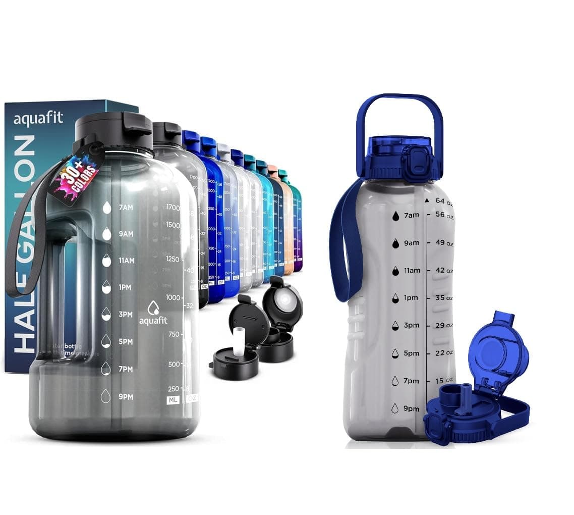 AQUAFIT 2-Pack 64 oz Water Bottles with Time Markers