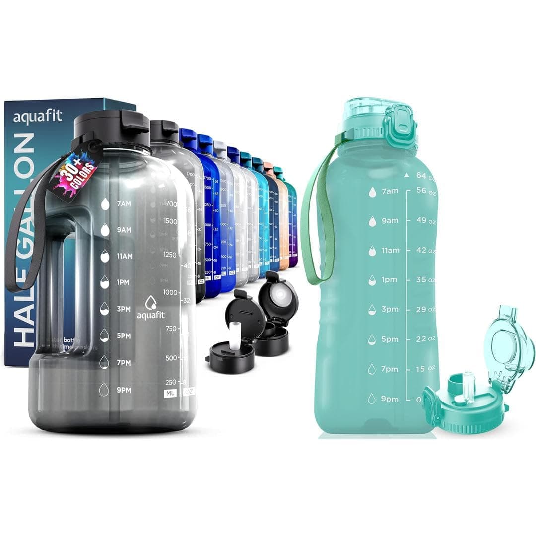 AQUAFIT 2-Pack 64 oz Water Bottles with Time Markers