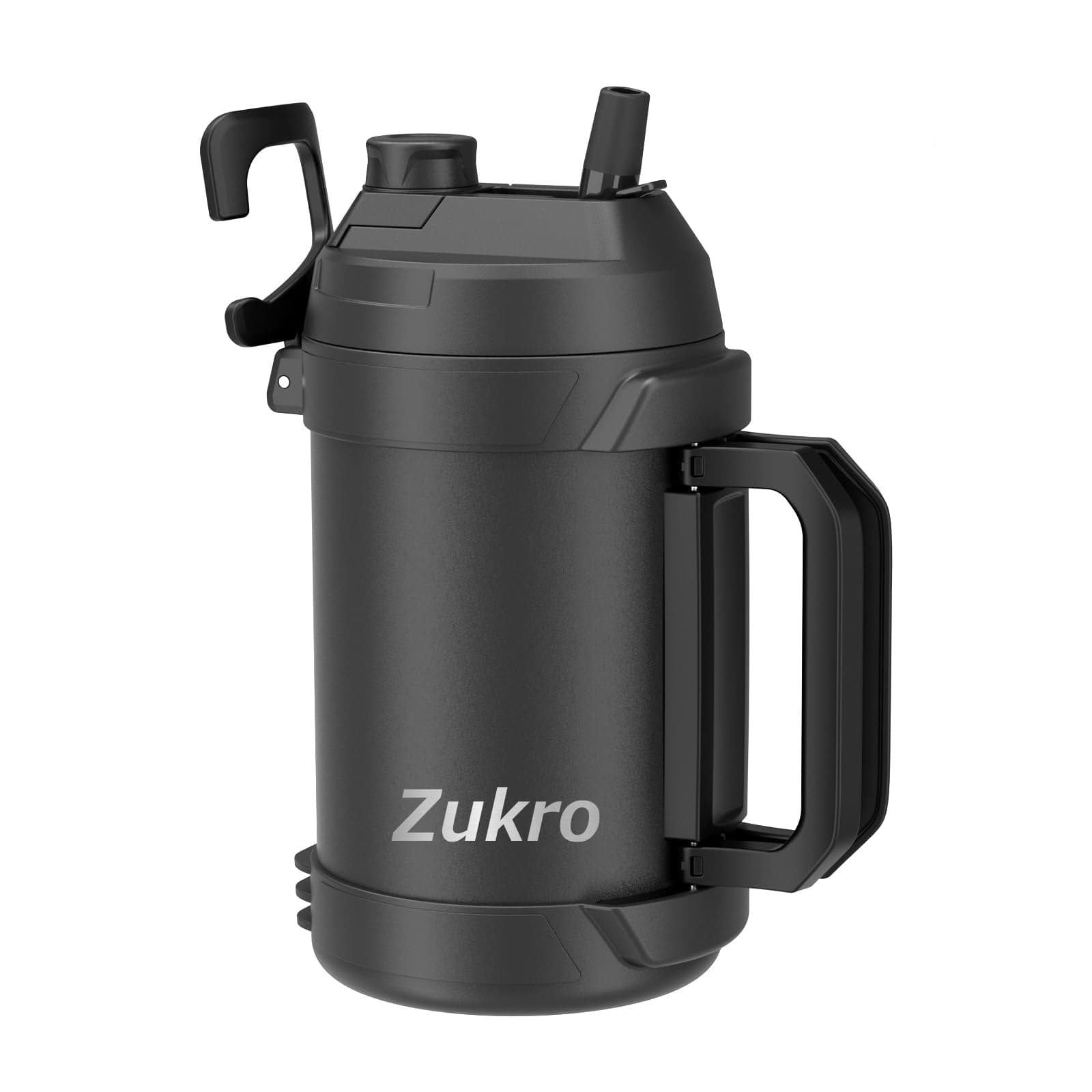 Zukro 1 Gallon Insulated Metal Water Jug with Straw, No Sweat, Stainless Steel Cold Keeper, Black
