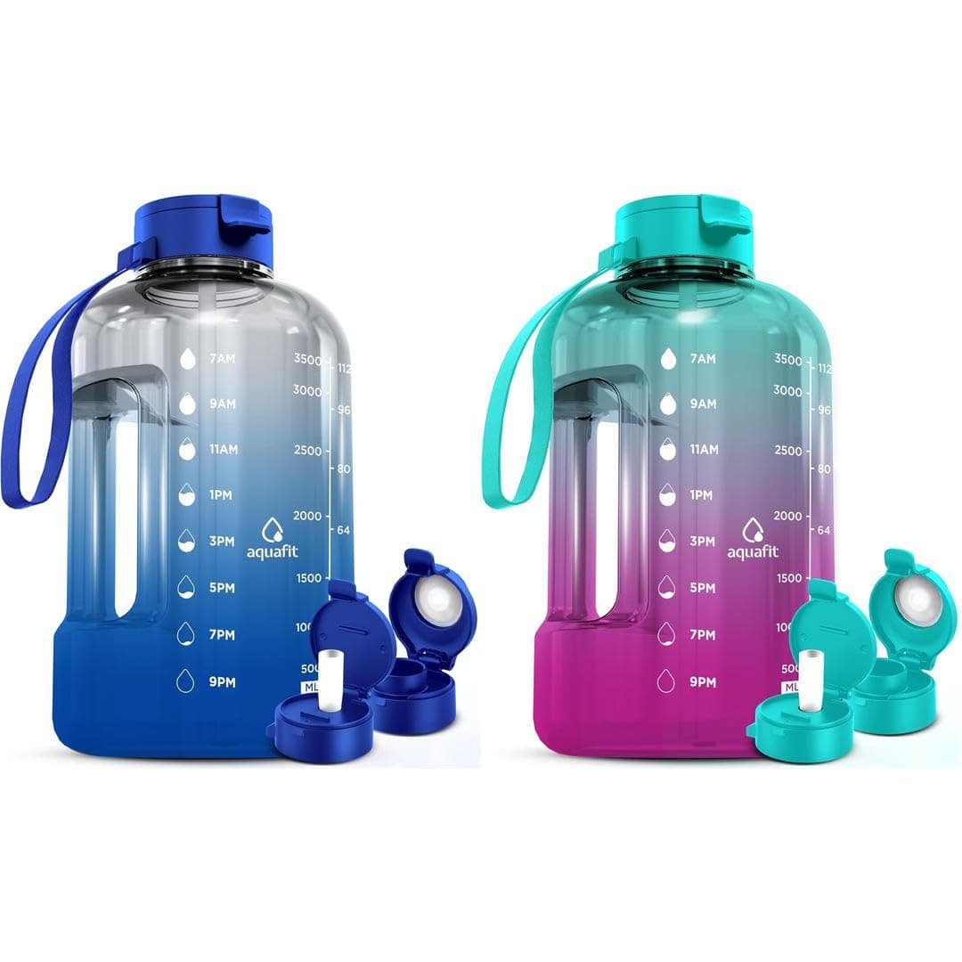 AQUAFIT 2 Pack 2 x 1 Gallon Water Bottle with Straw