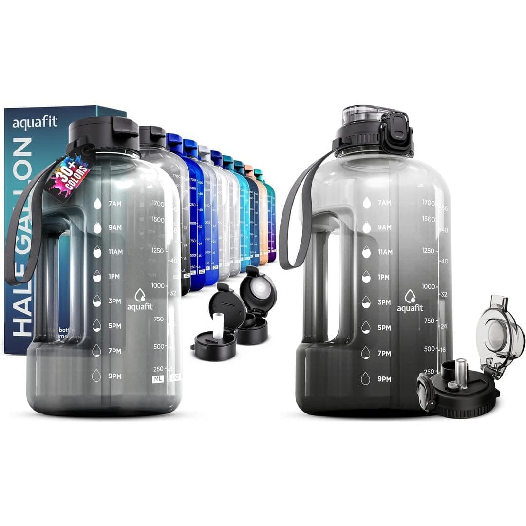 AQUAFIT 2 Pack 64 oz BPA Free Water Bottles With Straws
