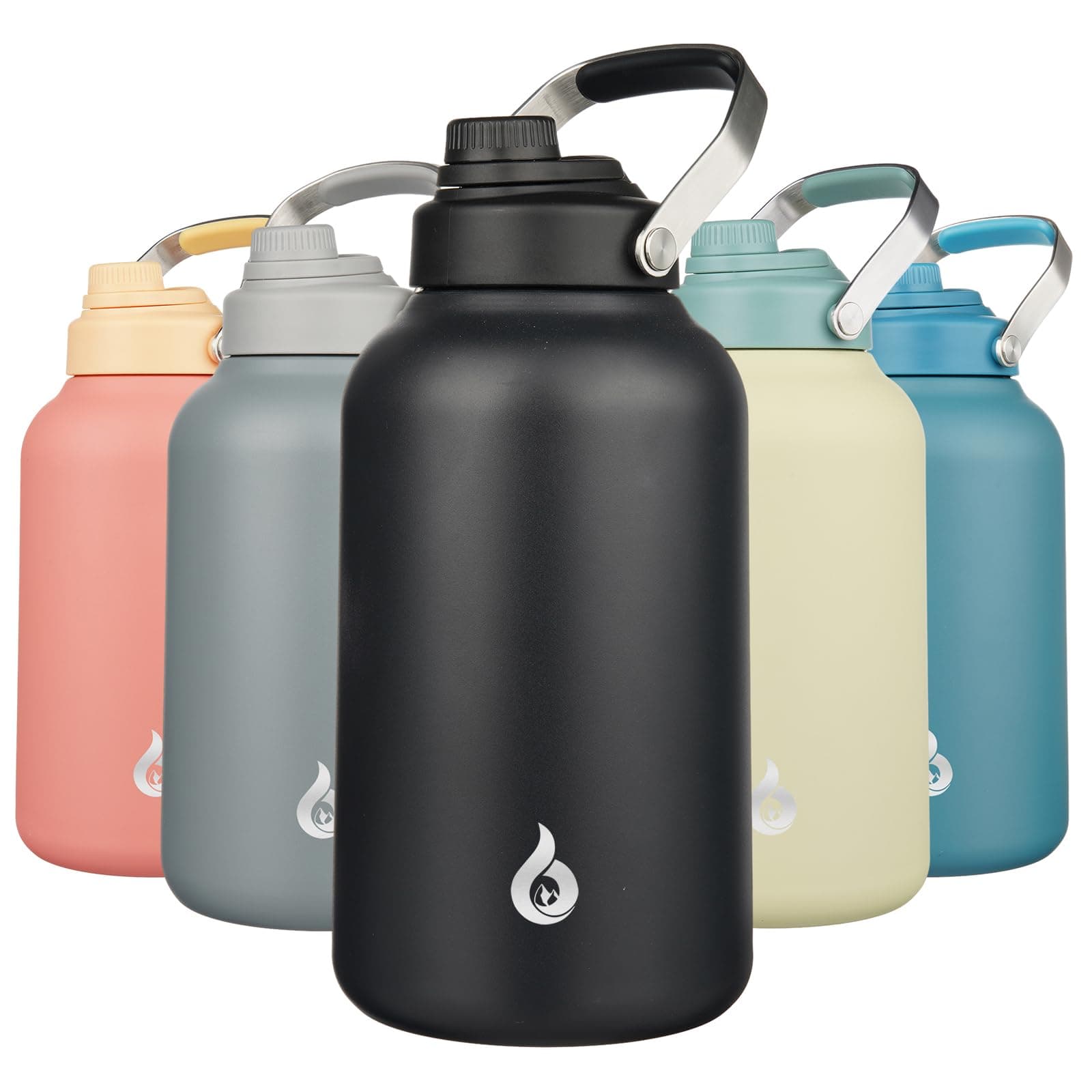 BJPKPK Insulated 1 Gallon Water Bottle, 128oz BPA Free Jug with Metal Handle & Lid, Stainless Steel Thermos for Gym, Spo