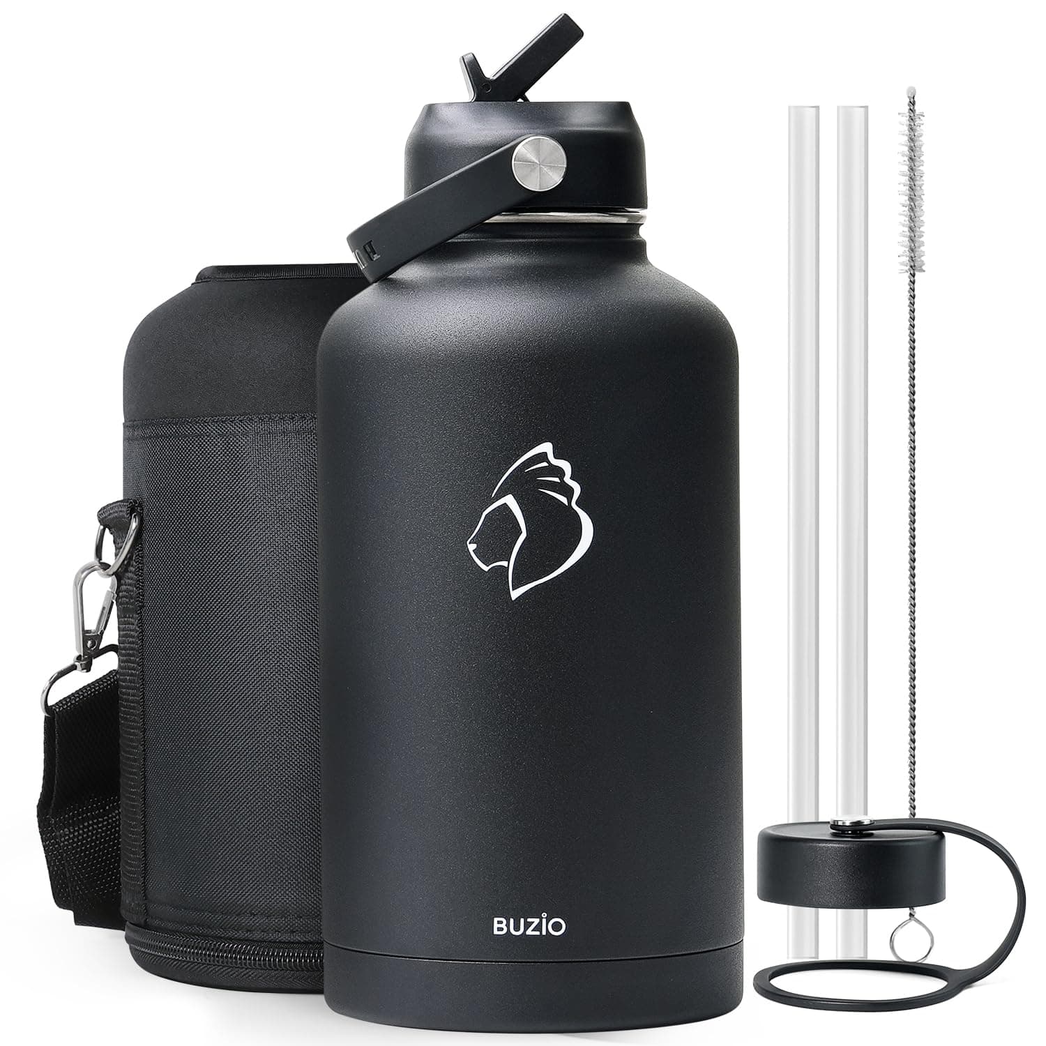 Buzio Insulated Stainless Steel Water Bottle 64oz, BPA Free, Cold 48 Hrs, Hot 24 Hrs